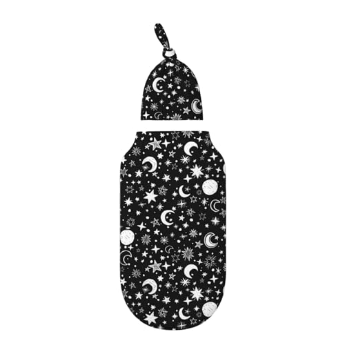 Image of Moon and Star Swaddle Blankets Soft Receiving Blanket Baby Swaddle Wrap for Baby Girls Boys