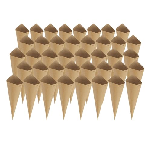 Tofficu Conos de Pétalos de Confeti para Bodas 60 Conos de Papel Kraft para Decoración Vintage y Clásica en Ceremonias, Fiestas y Recuerdos