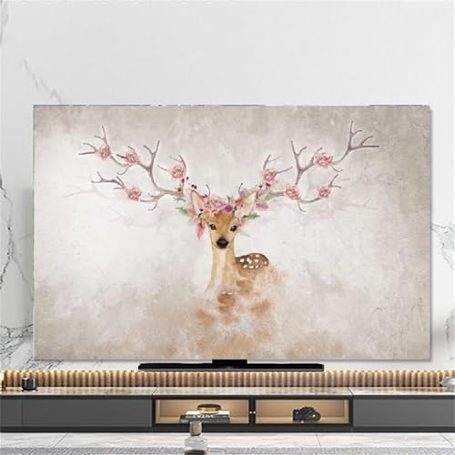 Hixingo Cubierta Antipolvo para TV, Funda para Televisor Elástico Protector para Smart TV Cubierta de Televisión Pantalla de Funda para 32 a 80 Pulgadas impresión de Ciervo (32
