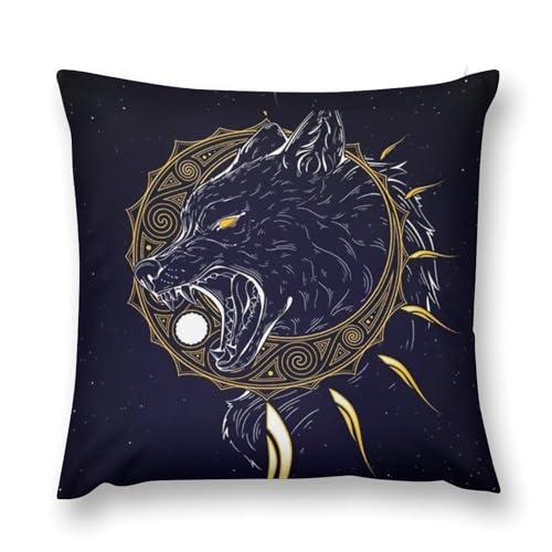 YUERYXH Casa Tamaño Queen Funda Almohada, Vikingo Símbolo de Evitar Perderse Brújula Funda Almohadones, Suave Peluche Corto Fundas Cojín para Dormitorio Cama Sofá(Blue,66x66cm)