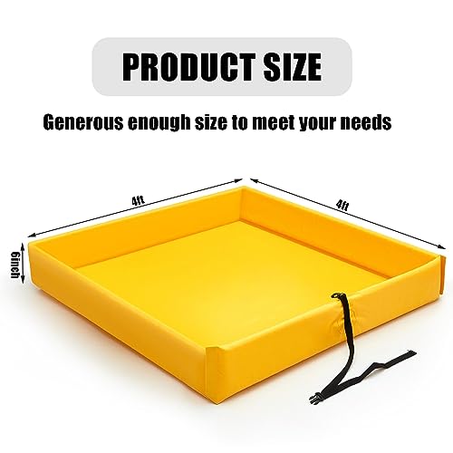 Image of Wettarn Folding Duck Pond 4' x 4' Portable Spill Containment Berm Wall Containment Berm (Yellow)