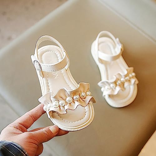 Girls Pearl Ruffle Hook Buckle Princess Sandals Soft Bottom Open Toe Beach Shoes For Toddlers Sandala For Kids3