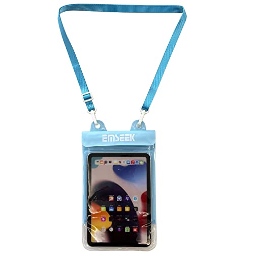 EMSEEK Waterproof Ebook Reader Case Holder Tablet Cover Bag eReader Dry Pouch for Amazon Kindle Paperwhite Oasis Fire 7 Nook Kobo iPad mini Samsung Tab Google Nexus Up to 8.5(Blue)