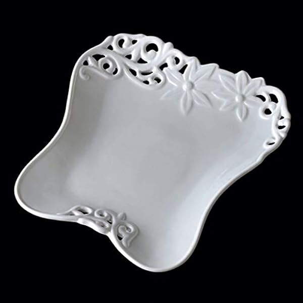 ZAIZAI 2 stukken ambacht keramische fruitplaat creatieve holle gourmet plaat originele kunstplaat platte plaat plaat (Size : 23cm*21cm*2.5cm)