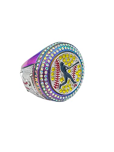 Discount Sports Rings, Softball Batter FINALIST RING — Player Award, assorted colors and gemstones (Rainbow)
