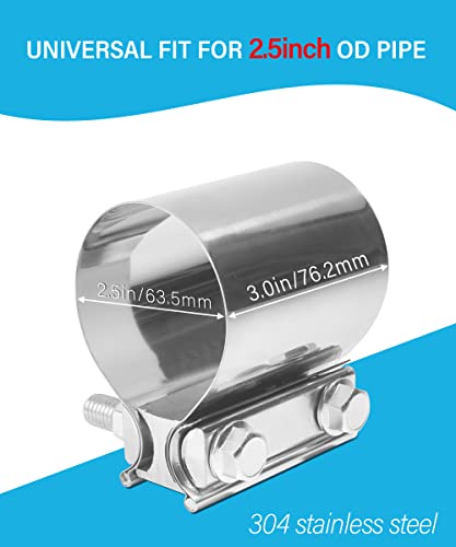Aociska YTQXS003 2 Packs Exhaust Clamp,2.0 Inch 2.25 Inch 2.5 Inch 3.0 Inch Stainless Steel Joint Exhaust Pipe Muffler Clamp Band Butt Joint Band Clamp Sleeve Coupler,Used thumb #1