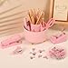 SKYDUE Pink Desk Accessories 10Pcs, Rotating Pen Holder for Desk, Stapler, Staple Remover, Tape Dispenser,2pcs Tape Refills, Binder Paper Clips Kit, Scissor,Pink Office School Supplies