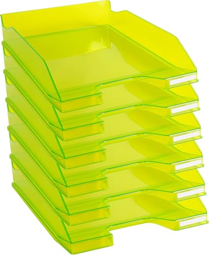 Bandejas de Oficina Apilables – Organizador Oficina para Folios – Organizador de Archivos Escritorio Color Verde Kiwi OFFICEPAPER Pack(6 Bandejas)