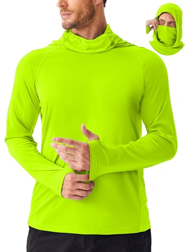 Image of PINSPARK Men's Sun Protection Hoodie with Mask UPF 50+ UV Long Sleeve Shirt Men Rash Guard Performance Fishing Hiking Shirt