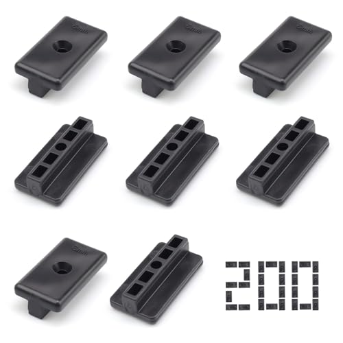 HASLED 200 Stück WPC Terrassen-Clips 6mm - Unsichtbare Befestigung für WPC/BPC Dielen - Abstandshalter aus PP/PE für Balkon & Garten (Schwarz, T-Clip Design)