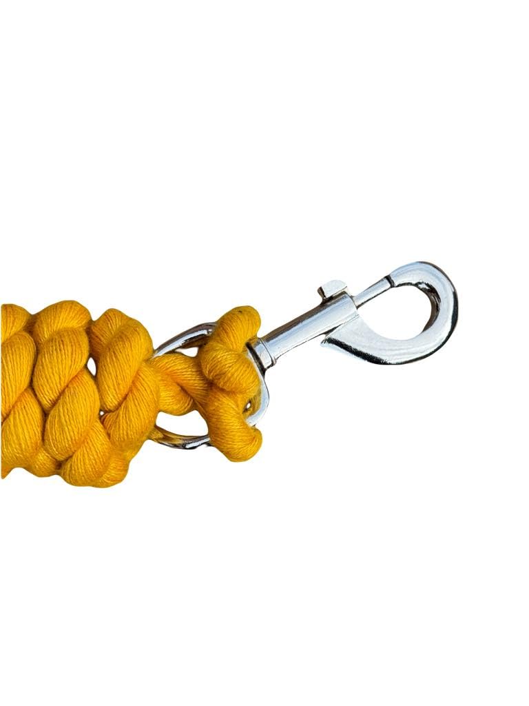 Cotton Lead Rope for Horse 2 Metres, Replaceable Robust Trigger Clip, Pack of 2 (Yellow), 2 meter - Image 2