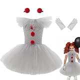 tongfeng Disfraz Payaso Para Niña, Lindos Bebé Vestidos Costume Tutú Con Guantes Y Horquilla Roja, Tutú Para Niñas, Halloween Disfraces Cosplay Payaso Para Niñas, Cosplay Halloween