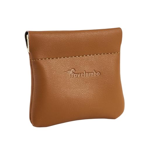 Image of Travelambo Leather Squeeze Coin Purse Pouch Change Holder for Men & Women