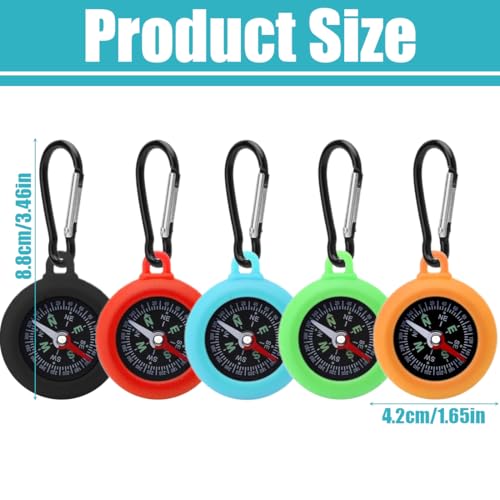GXGM 5 Stück Kompass, Multi-Farbe Kinder Mini Kompass Mini Überleben mit Tragbar Karabinerhaken, Kinder Outdoor, für Outdoor Führer Kindergeschenke – Bild 3