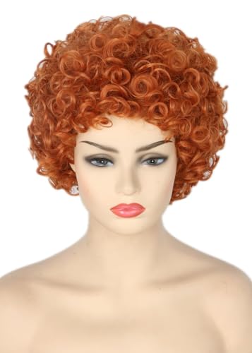 Topcosplay Unisex Reddish Brown Short Curly Afro Wig Halloween Costume Cosplay Party Wigs