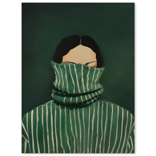 Haitunone Emerald Green Feminine People Wall Art Retro Abstract S...