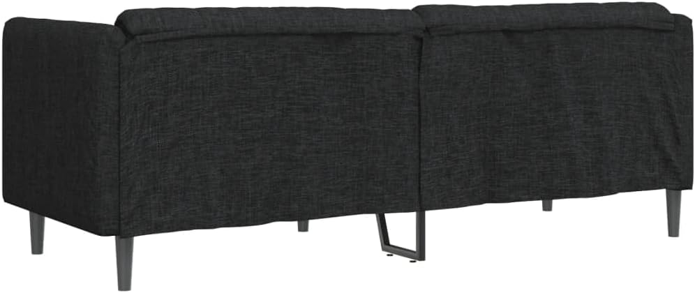 Sofa Black Polyester 3-Seater Rectangular Modern Durable Living Room Furniture