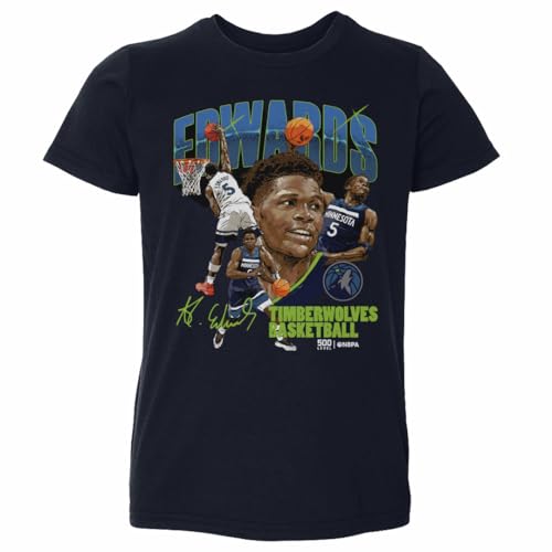 500 LEVEL Anthony Edwards Minnesota Timberwolves Toddler Shirt - Anthony Edwards Minnesota Timberwolves Collage WHT (Navy, 2T)