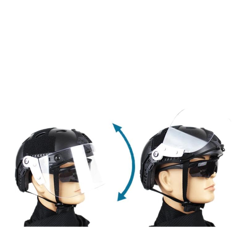 PJ Typ taktischer Paintball Airsoft Schnellhelm, CS Kriegsspiel Outdoor-Sport Taktische Ausrüstung,Mit Verstellbarer Transparenter Maske