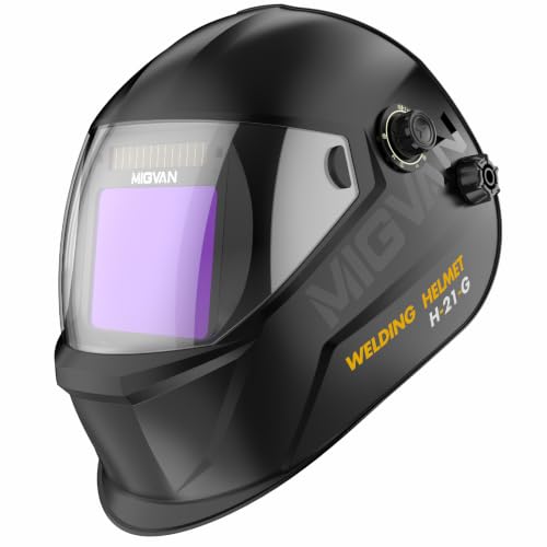 Image of Welding Helmet Auto Darkening True Color Large Viewing, Welding Hood Solar /Rechargeable Battery Powered, Wide Shade 4 /5-13 with 4 Arc Sensor, Optical Clarity Welding Mask for TIG MIG ARC Grind