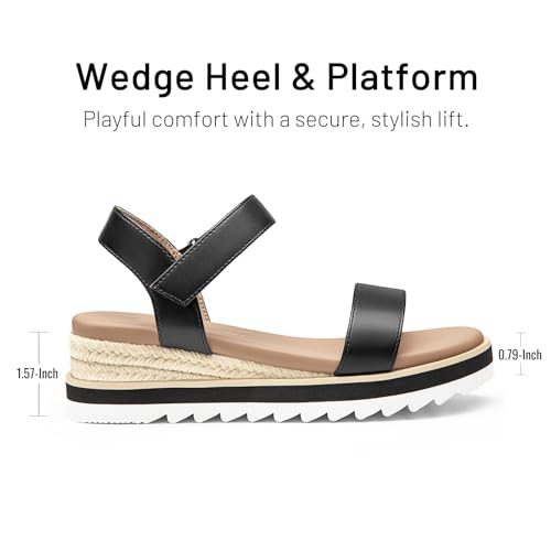 Image of Athlefit Girls Platform Wedge Sandals Open Toe Espadrille Sandals Ankle Strap Summer Dress Shoes for Toddler Little Big Kid