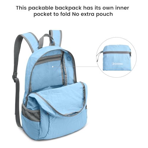 Image of G4Free 20L Small Packable Travel Hiking Backpack for Men Women | Lightweight Foldable Waterproof Daypack for Outdoor, Light Blue