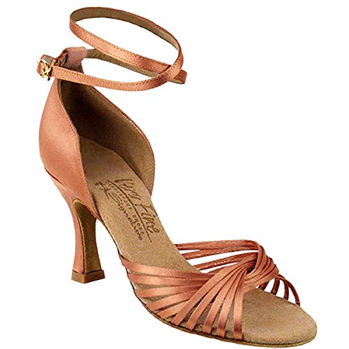 Very Fine Dance Shoes Women's Ballroom Dance Shoes Tango Wedding Salsa Dance Shoes Tan Satin S1001EB Comfortable 2.5