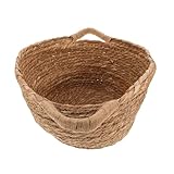 Kisangel Cesta de Paja Tejida para Recién Nacido Cesta Rústica para Fotografía de Bebés Almacenamiento Multifuncional para Guardería con Asas para Sesiones de Fotos y Organización Doméstica