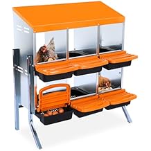 Chicken Nesting Boxes, 6-Hole Metal Nesting Boxes for Chickens, 2 Mounting Options for Egg Laying, Chicken Nesting Box with Roll Away Egg, with Large Holes for Ventilation, Easy to Clean