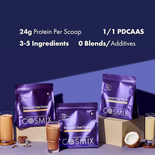 Image of Cosmix Fermented Yeast Protein Powder | 24g Protein | Pure Single-Source Protein | Made In-House | Smooth, Crazy tasty & Gut-Friendly | Assorted Sachets, Pack of 3