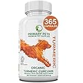 Primary Pets Premium Pet Supplies . Organic Turmeric for Dogs. 365 x 600mg Capsules. Curcumin Antioxidant Hip and Joint Aid Supplement with Active Piperine 12000mg
