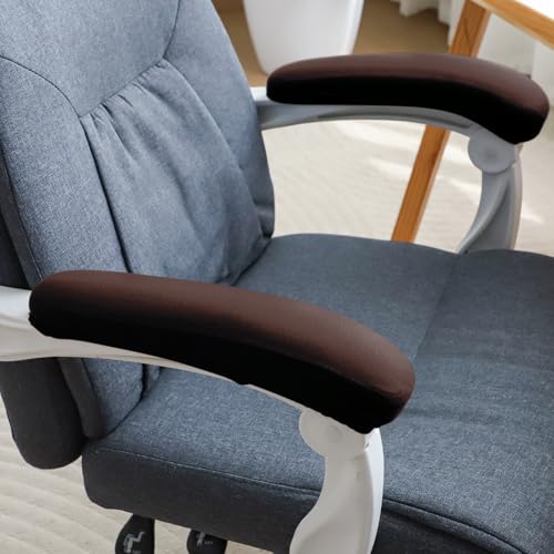 Image of HOKIPO 'SereneSolids' 140 GSM Armrest Covers for Office Chair (Elastic Style), 1 Pair, Coffee (AR-5933-CFE)