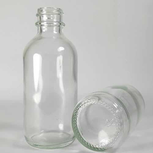 Miniatura 3 de Bioll - Botellas de vidrio Boston de 2.0 fl oz (2 onzas). Botella de aceite esencial con tapas de cono de polietileno negro. Para poción, jugo,