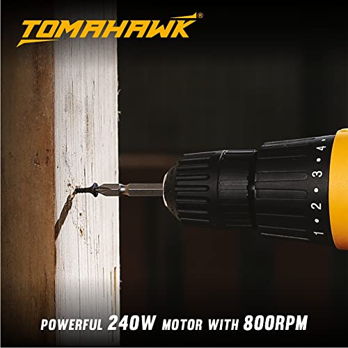 Image of TOMAHAWK T8646 300W 10mm Electric Screwdriver Drill with 3 Bits - Reversible Corded Drill Machine for Home DIY Use, Variable Torque and Speed (Max Chuck Size: 0.393 Inches, Yellow and Black)