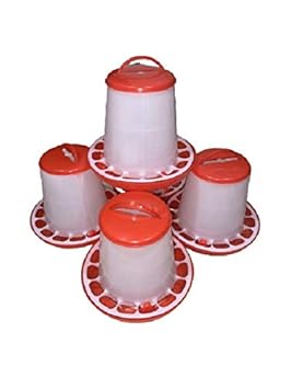 TM&W-Plastic Semi Automatic Feeder and Drinker, Water System & Feeding System for All Birds- Qty= (9 kg Feeder 5 pcs)