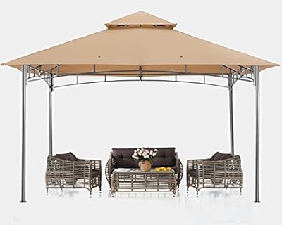 ABCCANOPY Gazebos for Patios 10x10 - Outdoor Steel Frame Gazebo for Lawn Backyard Garden Deck (Beige)