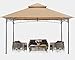 ABCCANOPY Tonnelle de terrasse 3,3 x 3,3 m pour terrasse, double toit, auvent doux, tonnelle de jardin, pour ombre et pluie, kaki