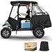 10L0L Golf Cart 4 Passenger Enclosure for Club Car Precedent Short Roof 57.5' Deluxe 600D Golf Cart Heavy Duty Rain Cover with 4 Zipped Doors Clear PVC Windows (Black)