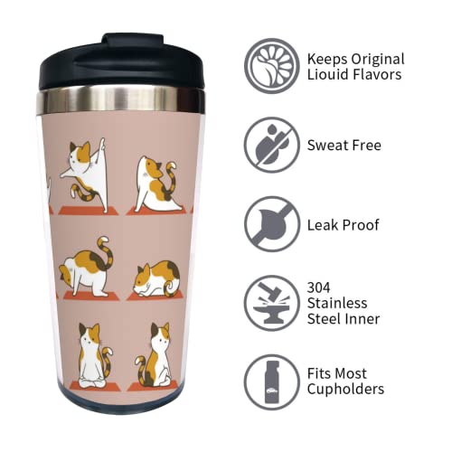 Yipaidel Cat Yoga Lady Coffee Travel Mugs Funny Themed Gifts For Mom Sister Grandma Her Friend Birthday Cat Lover 13 Oz With Flip Lid Stainless Steel Vacuum Insulated Water Bottle Tumbler Cup #TOP2
