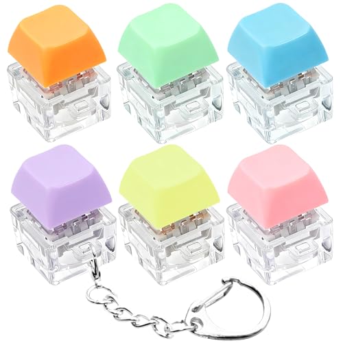 6 Pack Keyboard Fidget Toy, Keyboard Fidget Keychain Keyboard Decompression Button Finger Clicker Toys, Button Stress Relief Fidget Gifts for Adult to Relief Stress (Multicolor)
