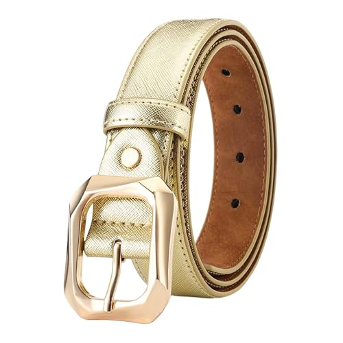 Women Gold Leather Belts Sparkly Jeans Pants Belt Shiny Club Party Dresses Belt