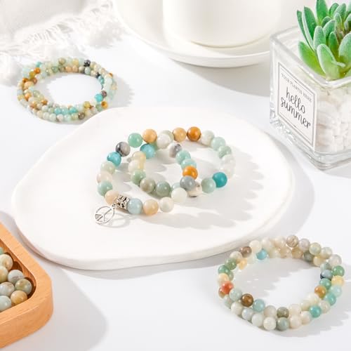 EUES Perle Pierre Naturelle 180 Pièces, 4mm Perles d'Amazonite Naturelles, Perles de Pierre Naturelle Rondes pour la Fabrication de Bijoux de Collier de Bracelet DIY, Fêtes, Vacances – vue 6