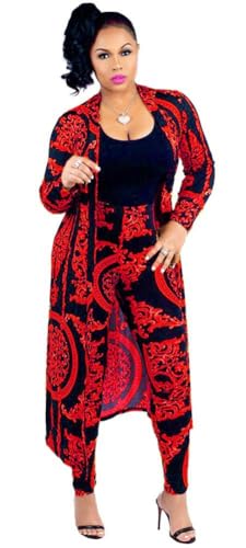 Image of Max2co Women 2 Piece Outfits Floral Long Sleeves Open Front Cardigan Cover up with Leggings High Waist Long Pants Set