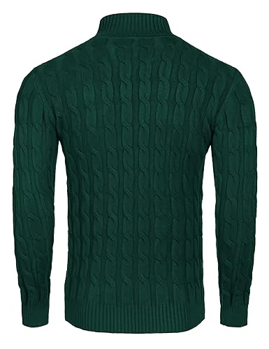 Image of COOFANDY Men's Slim Fit Turtleneck Sweater Casual Twisted Knitted Pullover