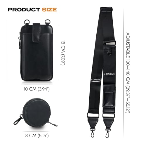 Black Crossbody Phone Bag with Adjustable Strap and Coin Pouch – Stylish PU Leather Shoulder Purse for Everyday Use3