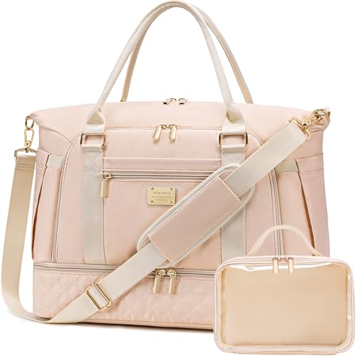 Weitars Women's Gym & Travel Duffle - Weekender with Shoes Compartment, Wet Pocket, Toiletry Bag, Carry-On for Airplanes & Hospital Use