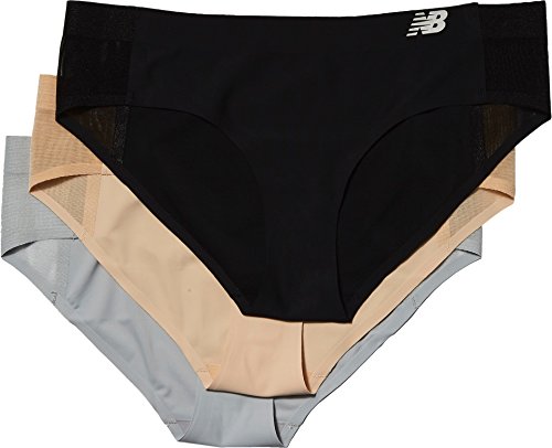 New Balance Womens Hybrid Hipster Briefs (Pack of 3), Black/Nude/Mink,Medium (10-12)