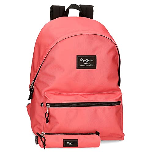 Pepe Jeans Aris Mochila para Portátil y Estuche Escolar 15,6" Rosa 31x44x17,5 cms Poliéster 23,87L