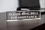 Please Ring Bell For Assistance 2' x 8' Clear Acrylic - Office Desk Accessories Décor