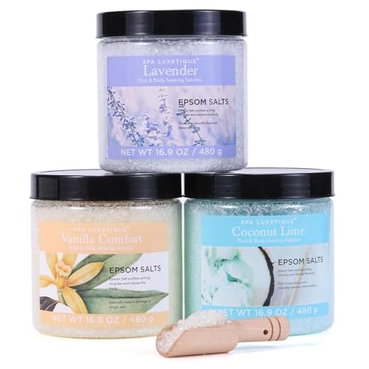 Badesalz Geschenkset SPA LUXETIQUE Epsom Salz Badezusatz Badesalz 3 ätherischen Ölen zur Basenbad, Fußbad, Badekristalle für Frauen- 3er Pack à 480g Geschenke zu Weihnachten